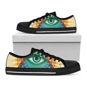 Illuminati Eye of Providence Print Black Low Top Sneakers