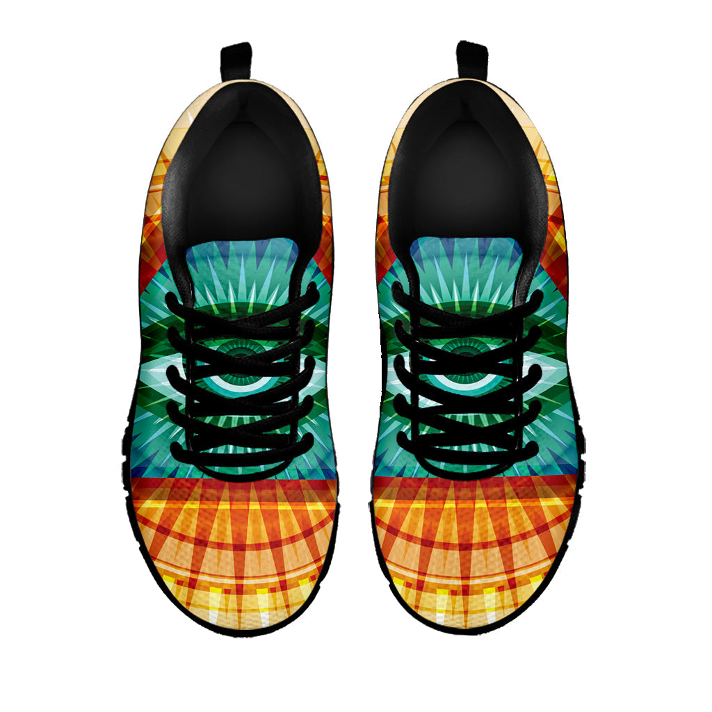 Illuminati Eye of Providence Print Black Running Shoes