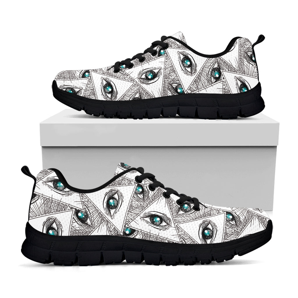 Illuminati Pattern Print Black Running Shoes