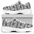 Indian Bohemian Elephant Pattern Print White Chunky Shoes