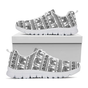 Indian Bohemian Elephant Pattern Print White Running Shoes
