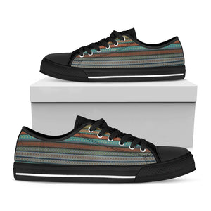Indian Ethnic Pattern Print Black Low Top Sneakers