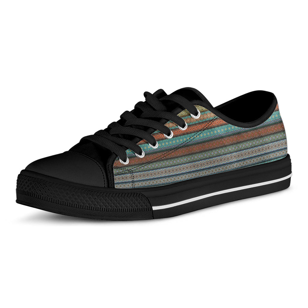 Indian Ethnic Pattern Print Black Low Top Sneakers