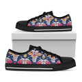Indian Floral Elephant Pattern Print Black Low Top Sneakers