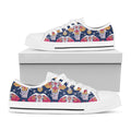 Indian Floral Elephant Pattern Print White Low Top Sneakers