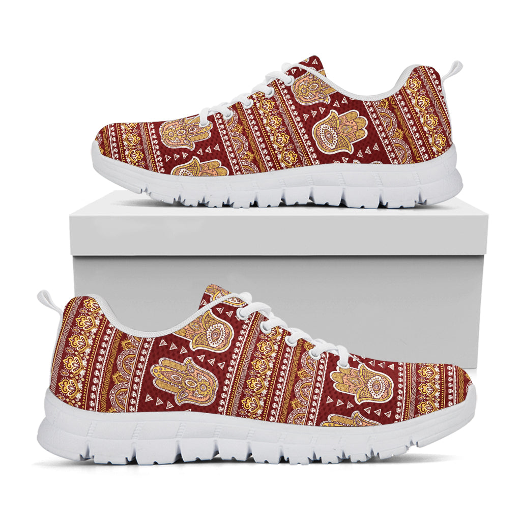 Indian Hamsa Hand Print White Running Shoes