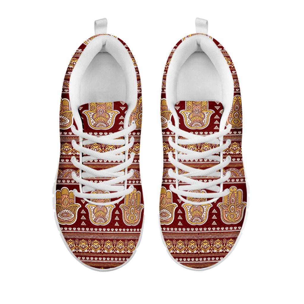Indian Hamsa Hand Print White Running Shoes