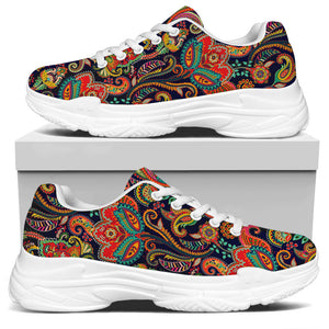 Indian Paisley Pattern Print White Chunky Shoes