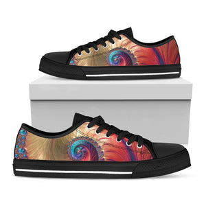 Infinite Fractal Print Black Low Top Sneakers