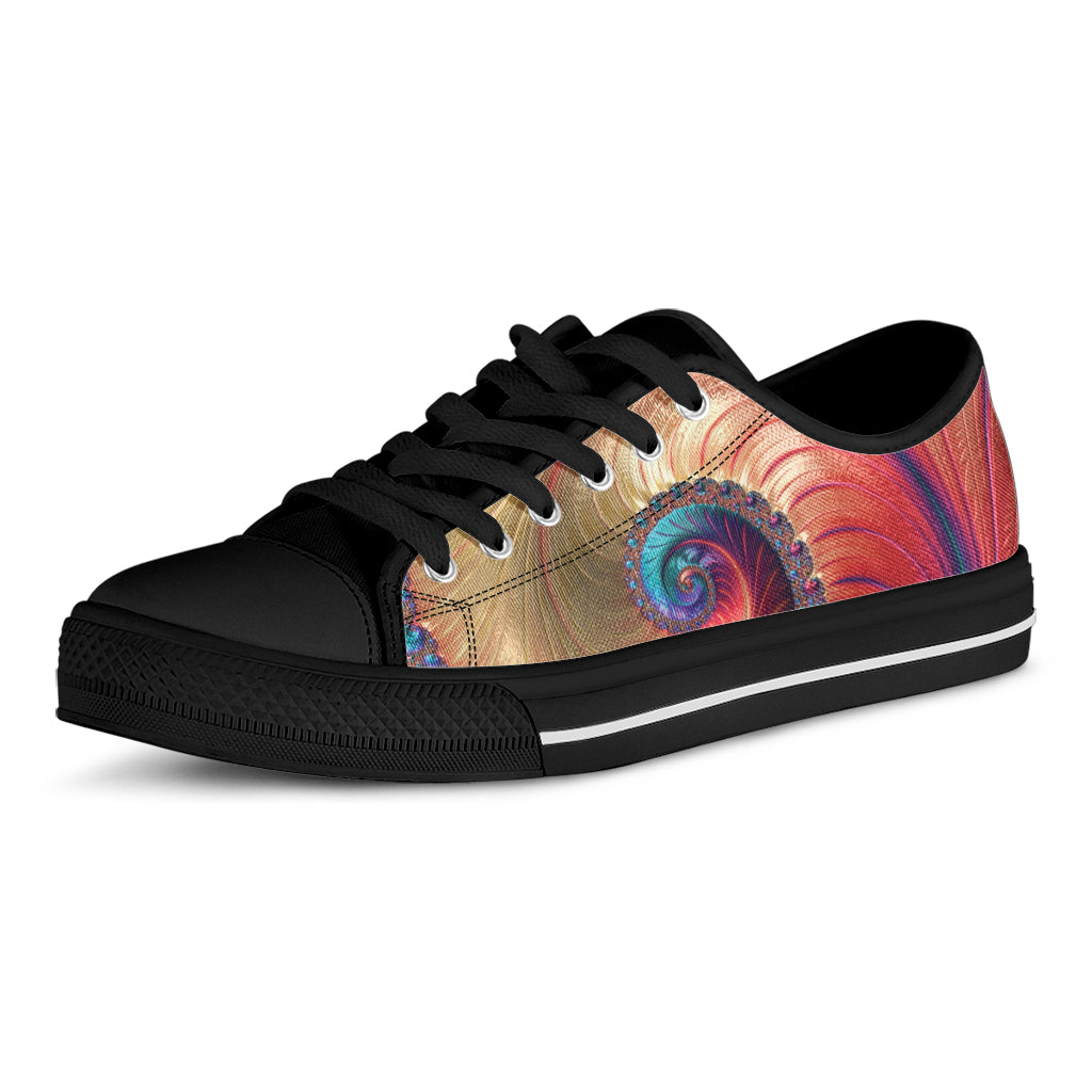 Infinite Fractal Print Black Low Top Sneakers
