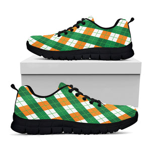 Irish Argyle Pattern Print Black Running Shoes