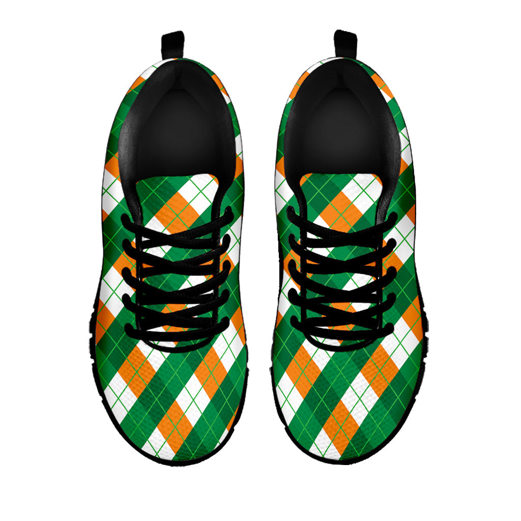 Irish Argyle Pattern Print Black Running Shoes
