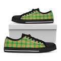 Irish Buffalo Plaid Pattern Print Black Low Top Sneakers