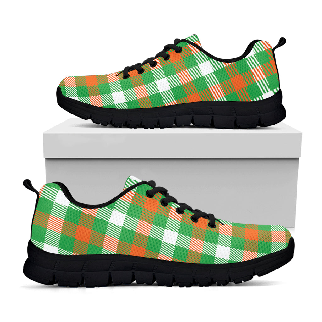 Irish Checkered St. Patrick's Day Print Black Running Shoes