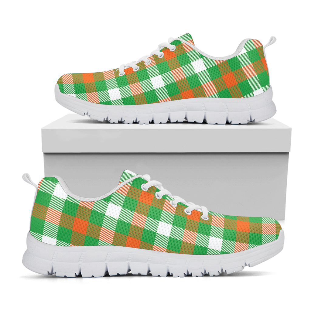 Irish Checkered St. Patrick's Day Print White Running Shoes
