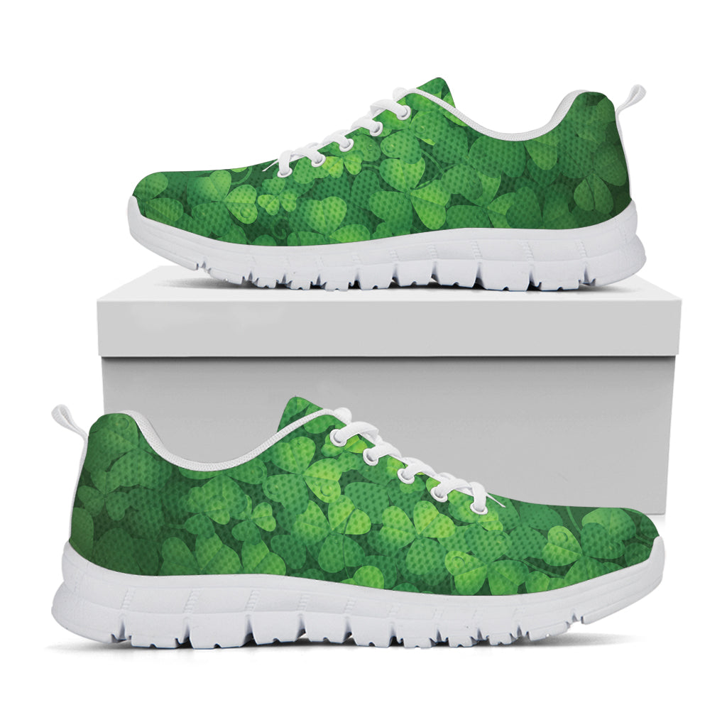 Irish Clover St. Patrick's Day Print White Running Shoes