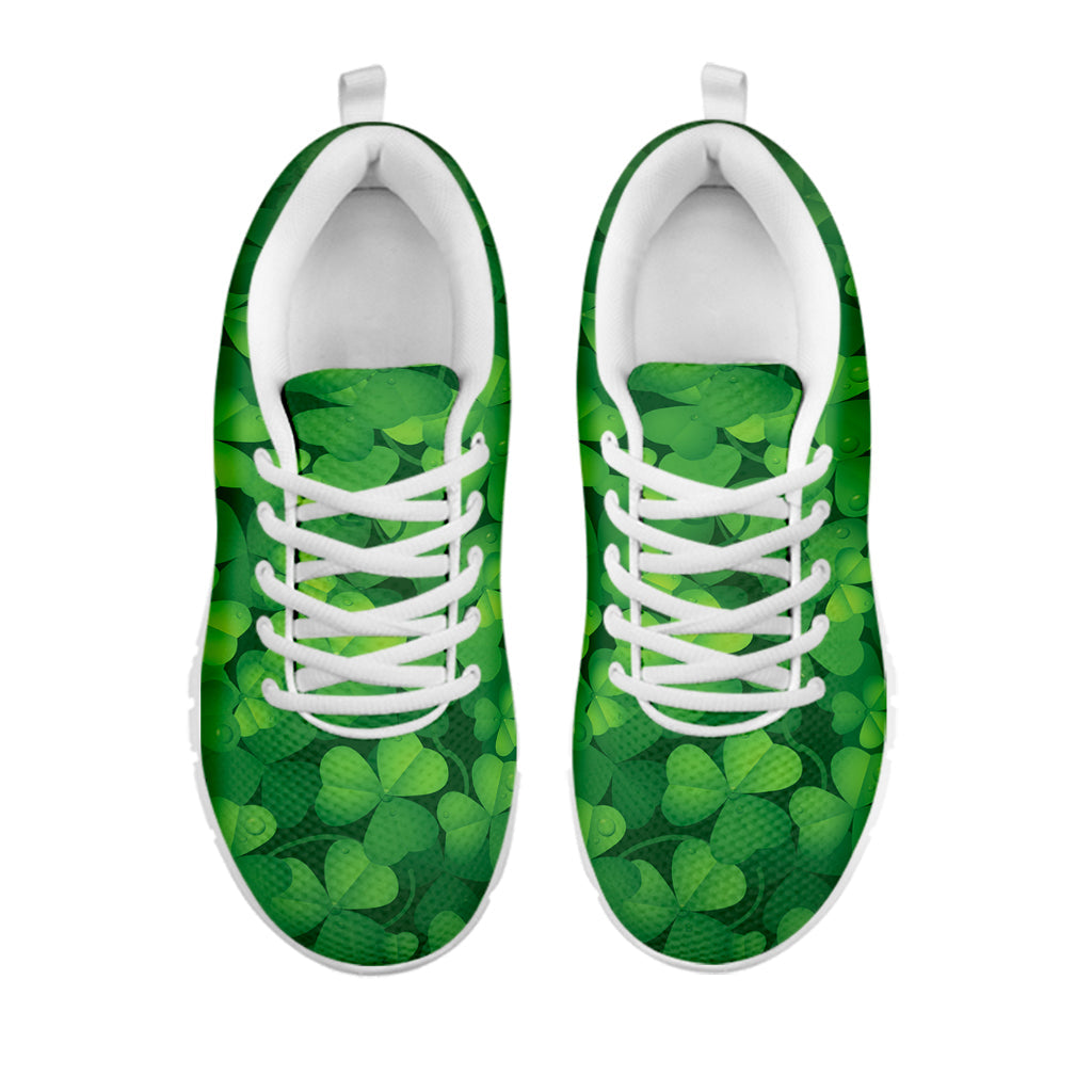 Irish Clover St. Patrick's Day Print White Running Shoes