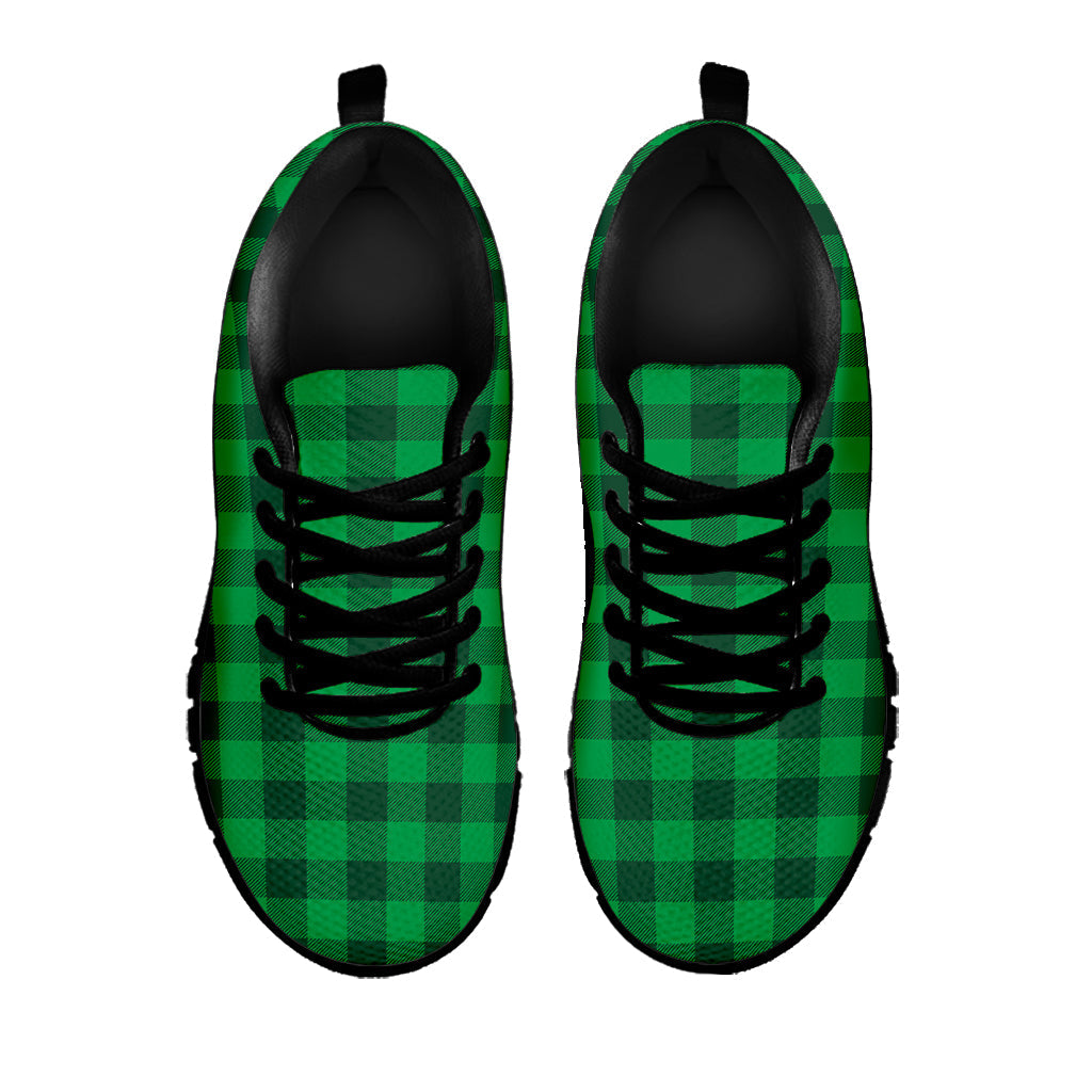 Irish Green Buffalo Check Pattern Print Black Running Shoes