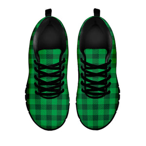 Irish Green Buffalo Check Pattern Print Black Running Shoes