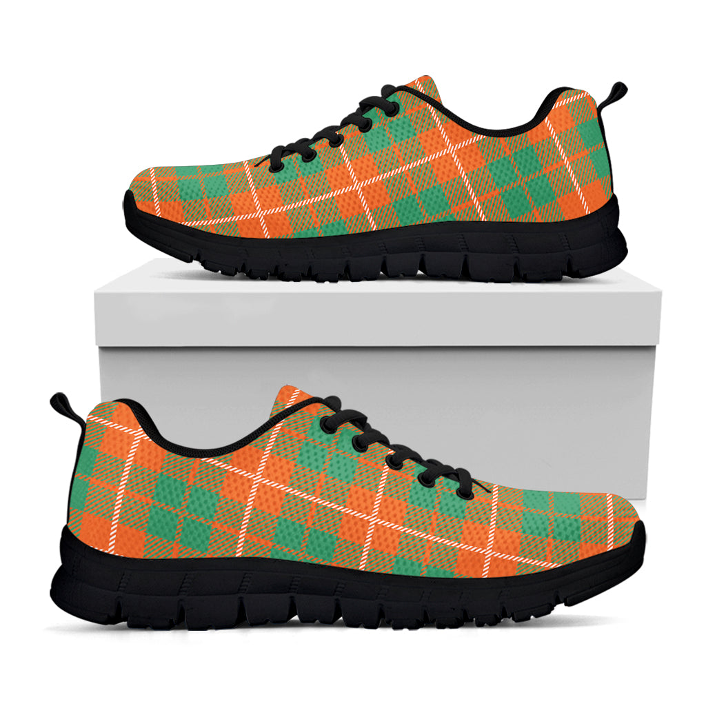 Irish Saint Patrick's Day Tartan Print Black Running Shoes