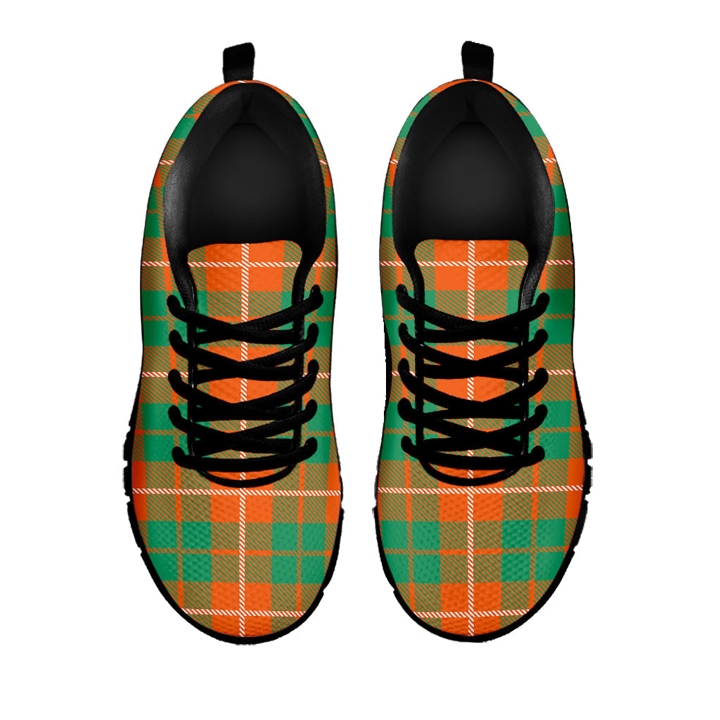 Irish Saint Patrick's Day Tartan Print Black Running Shoes