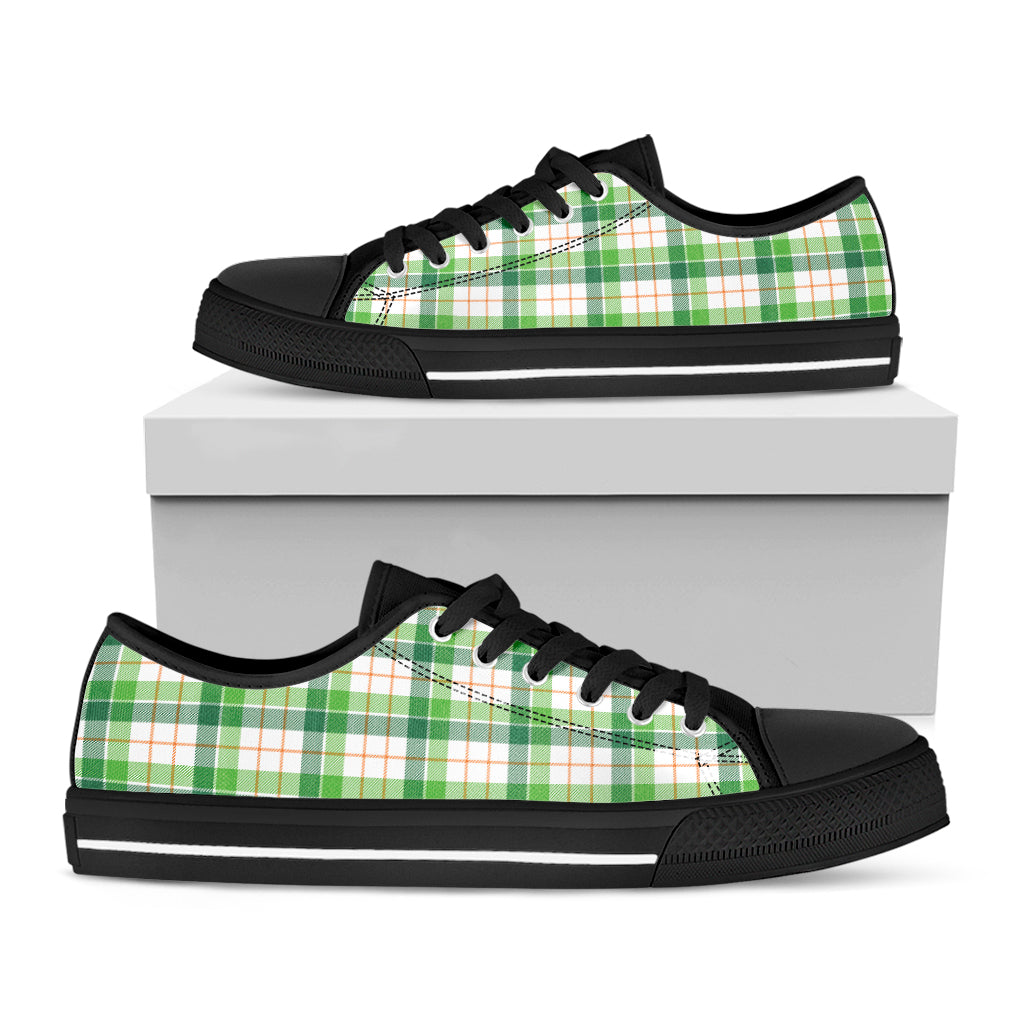 Irish St. Patrick's Day Tartan Print Black Low Top Sneakers