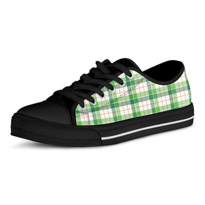 Irish St. Patrick's Day Tartan Print Black Low Top Sneakers