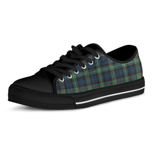 Irish Tartan Pattern Print Black Low Top Sneakers
