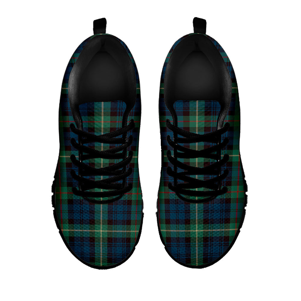 Irish Tartan Pattern Print Black Running Shoes