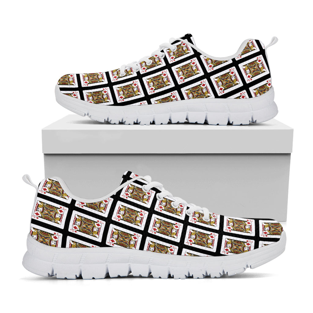 Jack Of Diamonds Pattern Print White Running Shoes