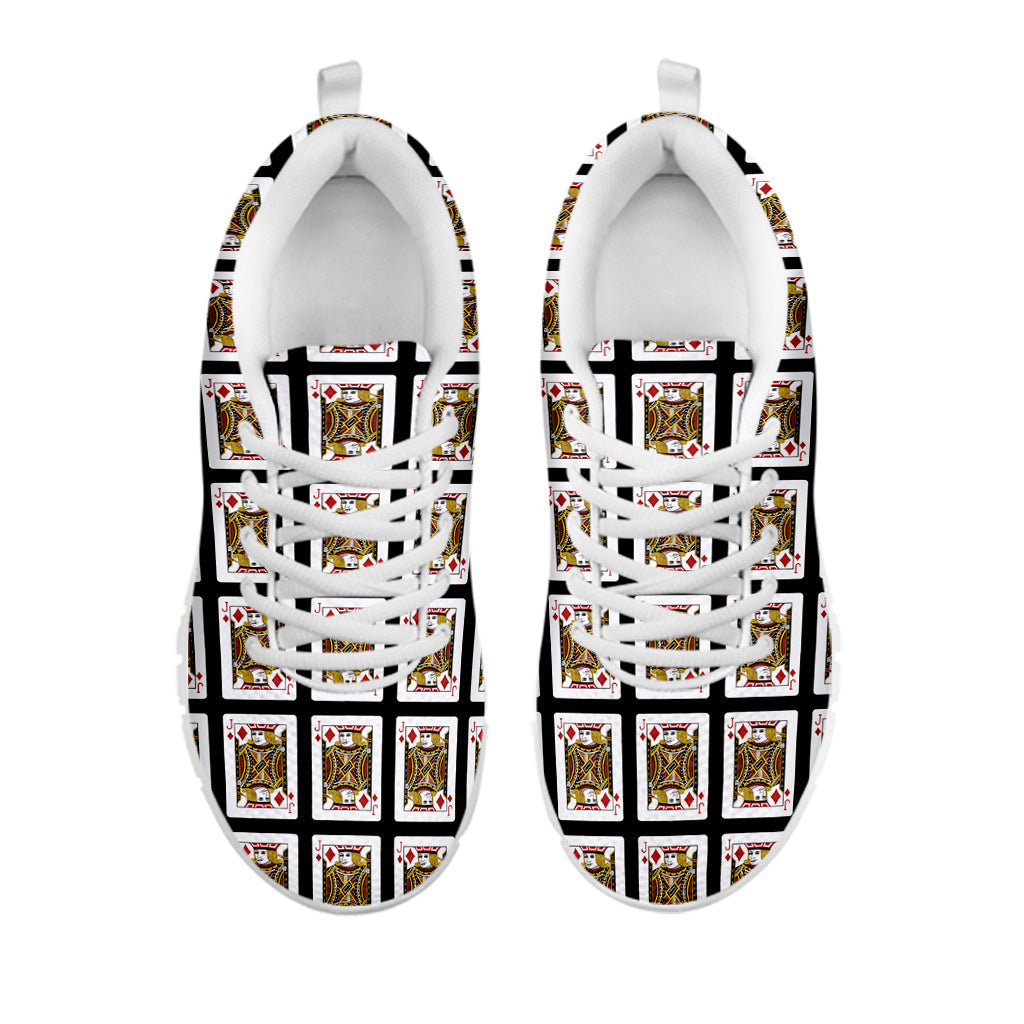 Jack Of Diamonds Pattern Print White Running Shoes