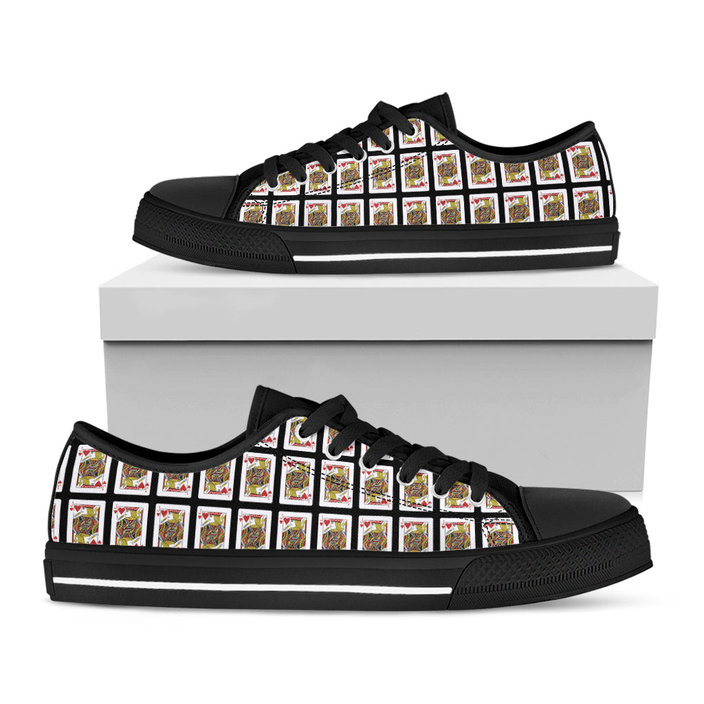 Jack Of Hearts Pattern Print Black Low Top Sneakers