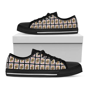 Jack Of Hearts Pattern Print Black Low Top Sneakers