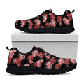 Japanese Cluster Amaryllis Pattern Print Black Running Shoes