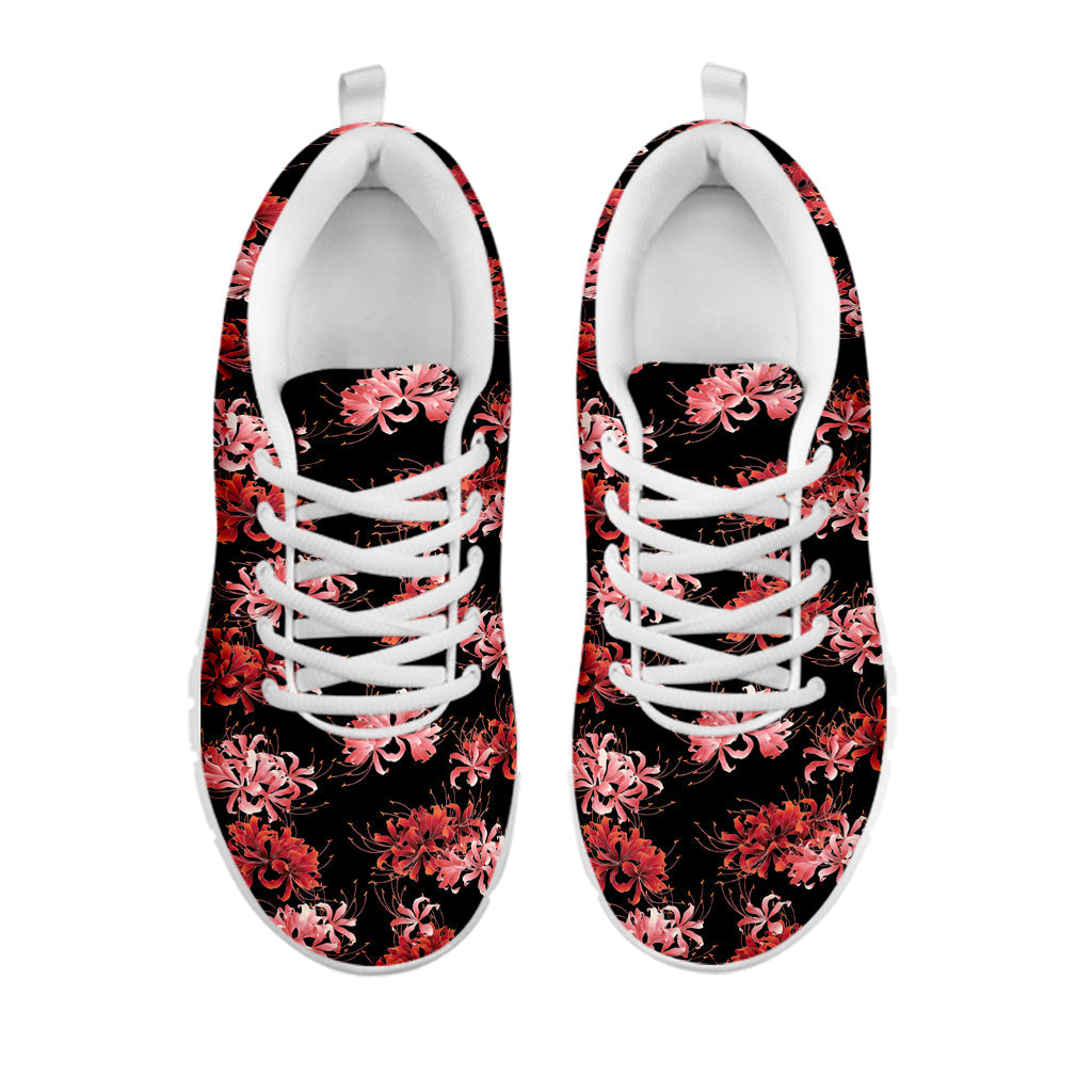 Japanese Cluster Amaryllis Pattern Print White Running Shoes