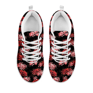 Japanese Cluster Amaryllis Pattern Print White Running Shoes