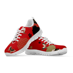 Japanese Flower Print White Running Shoes