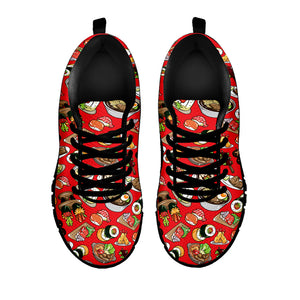 Japanese Food Pattern Print Black Running Shoes