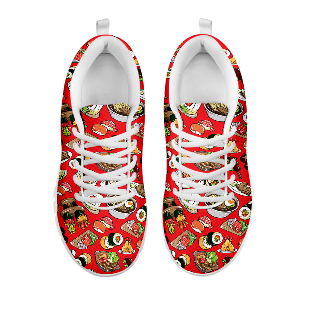 Japanese Food Pattern Print White Running Shoes