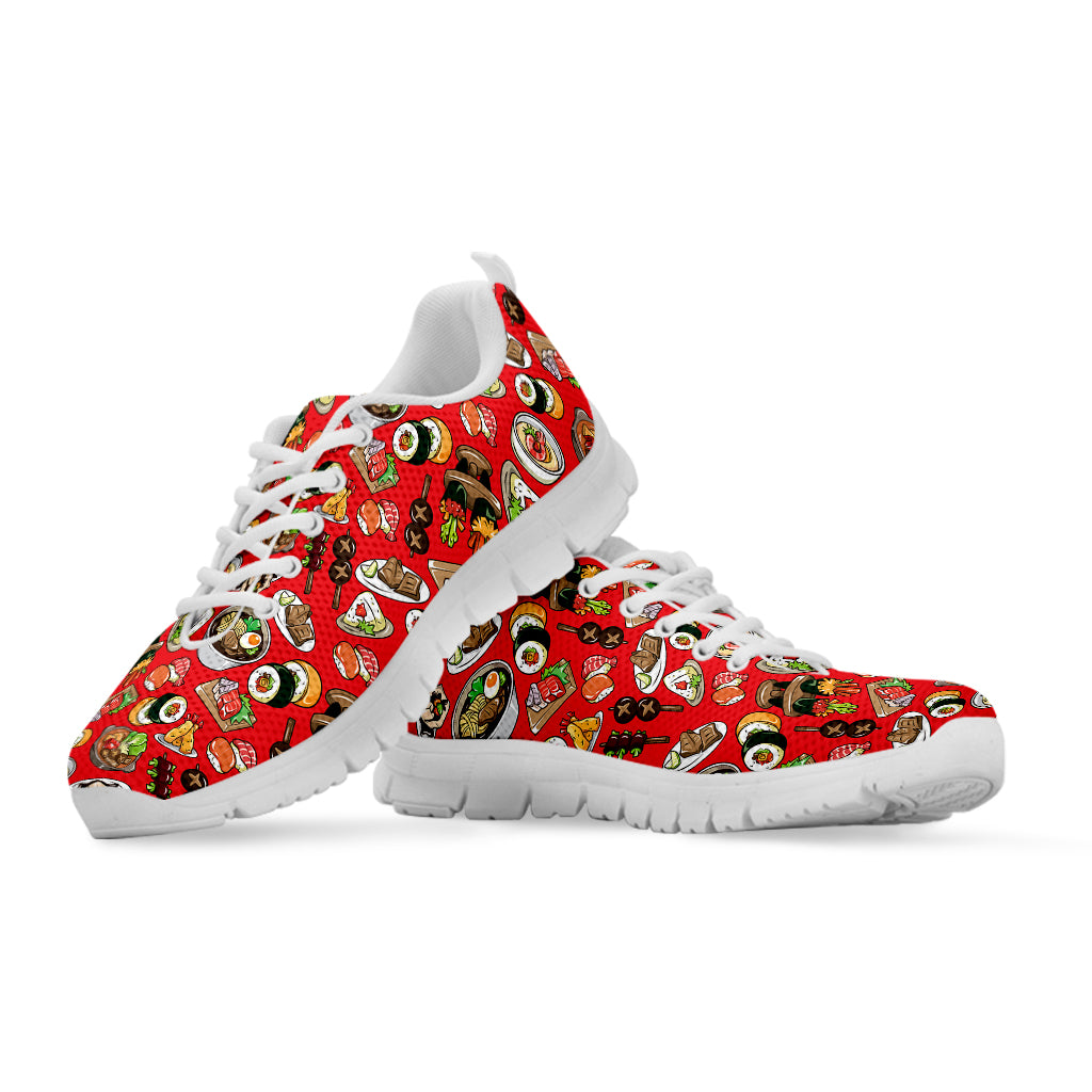 Japanese Food Pattern Print White Running Shoes