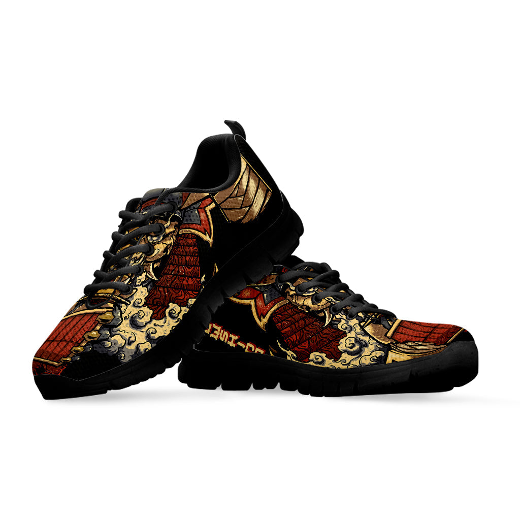 Japanese Ghost Samurai Print Black Running Shoes