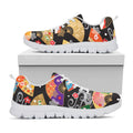 Japanese Hand Fan Pattern Print White Running Shoes