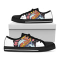 Japanese Koi And Flower Tattoo Print Black Low Top Sneakers