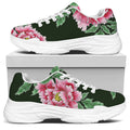 Japanese Peony Print White Chunky Shoes