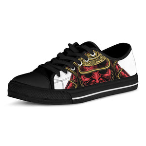 Japanese Samurai Helmet Print Black Low Top Sneakers