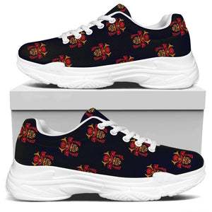 Japanese Samurai Pattern Print White Chunky Shoes