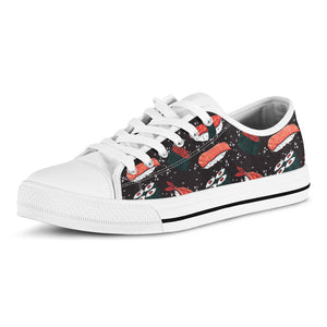 Japanese Sushi Pattern Print White Low Top Sneakers
