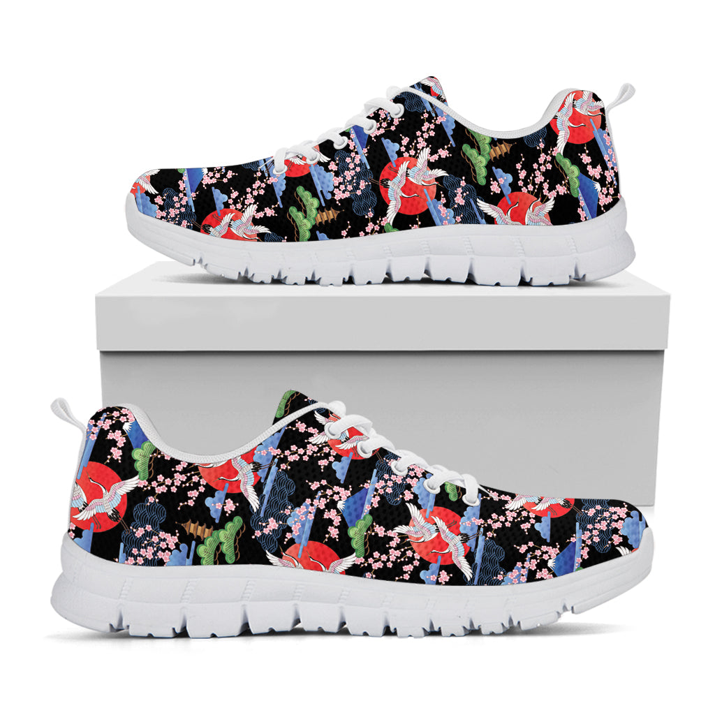 Japanese Traditional Pattern Print White Running Shoes