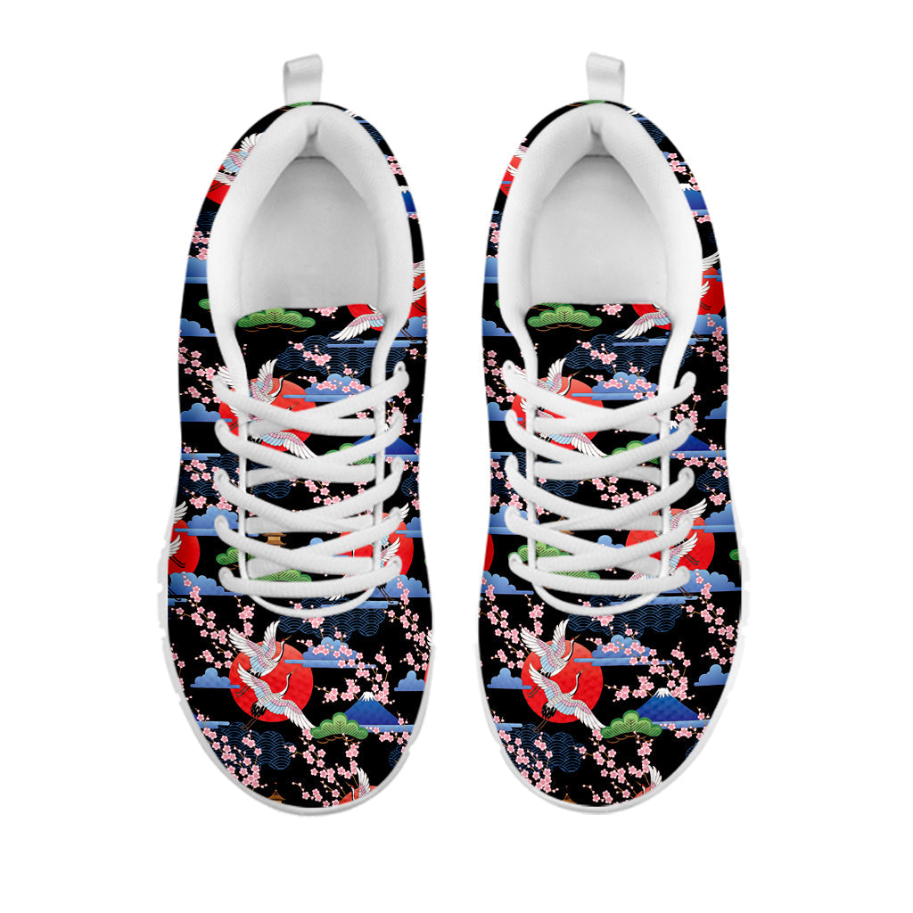 Japanese Traditional Pattern Print White Running Shoes