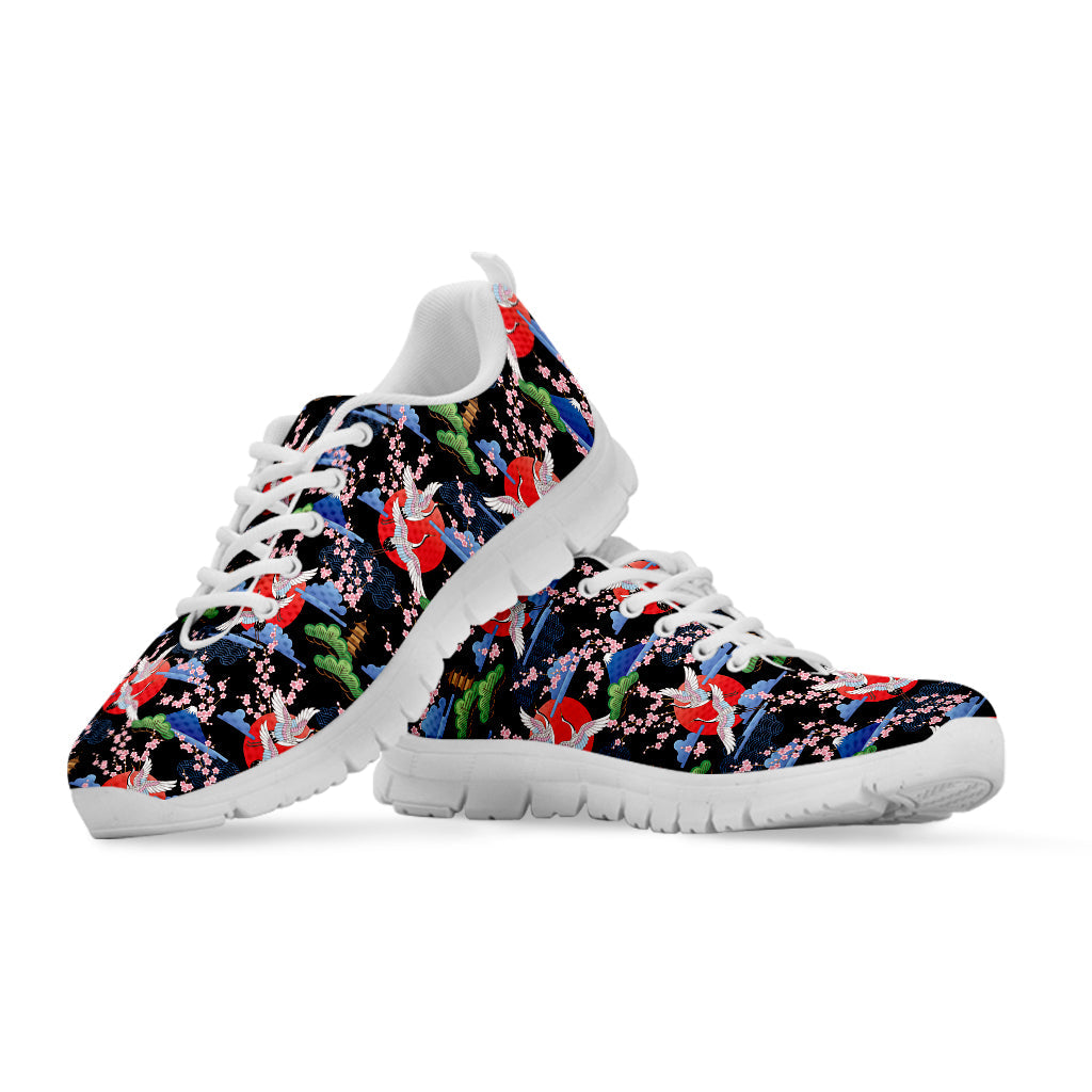 Japanese Traditional Pattern Print White Running Shoes